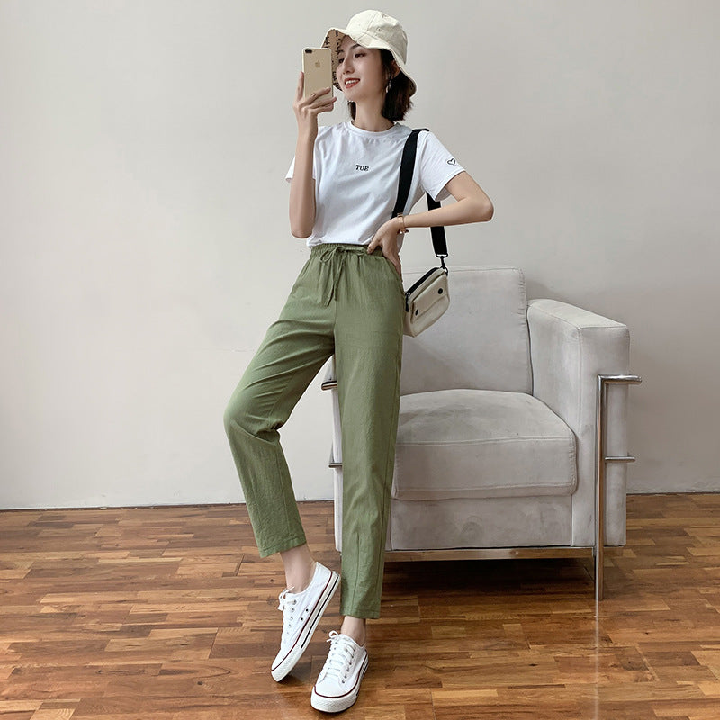 Straight cropped casual pants