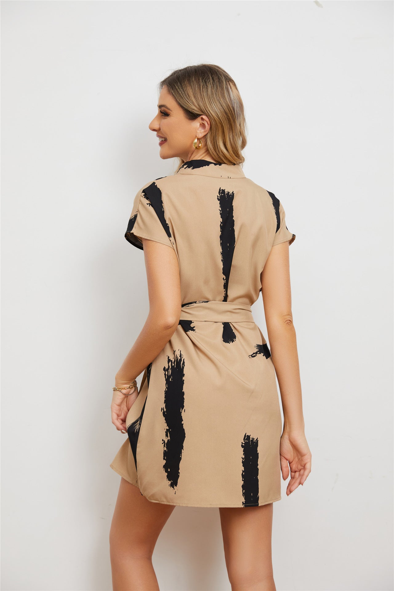 Women's Printed V-neck Retro Dress