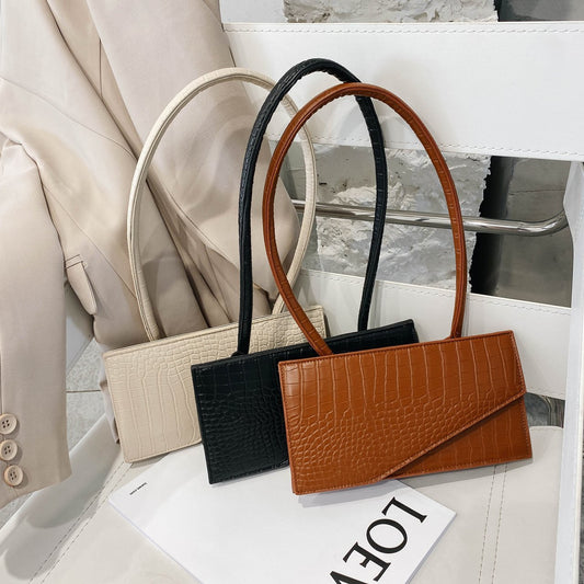 One shoulder messenger stone pattern small square bag