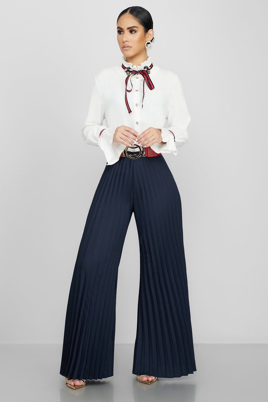 Moderigtige Casual Plisserede Wide-leg Damebukser
