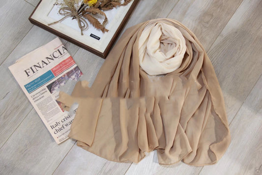 Dyeing gradient pearl chiffon headscarf