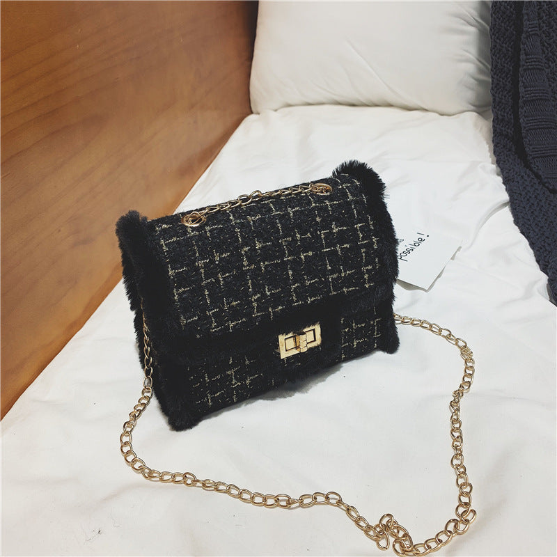 Small Square Woolen Crossbody Bag