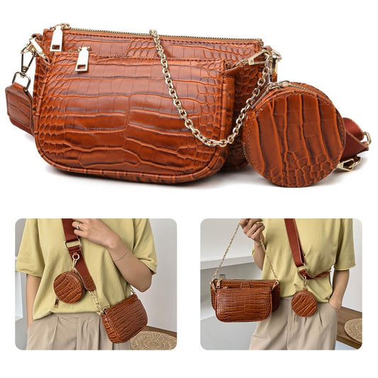 PU Leather Picture-mother Three-piece Crossbody Bag