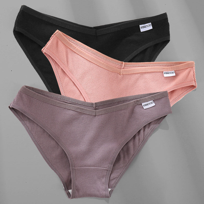 Cotton Panties Female Underwear Sexy Women Briefs 3PCS M-4XL