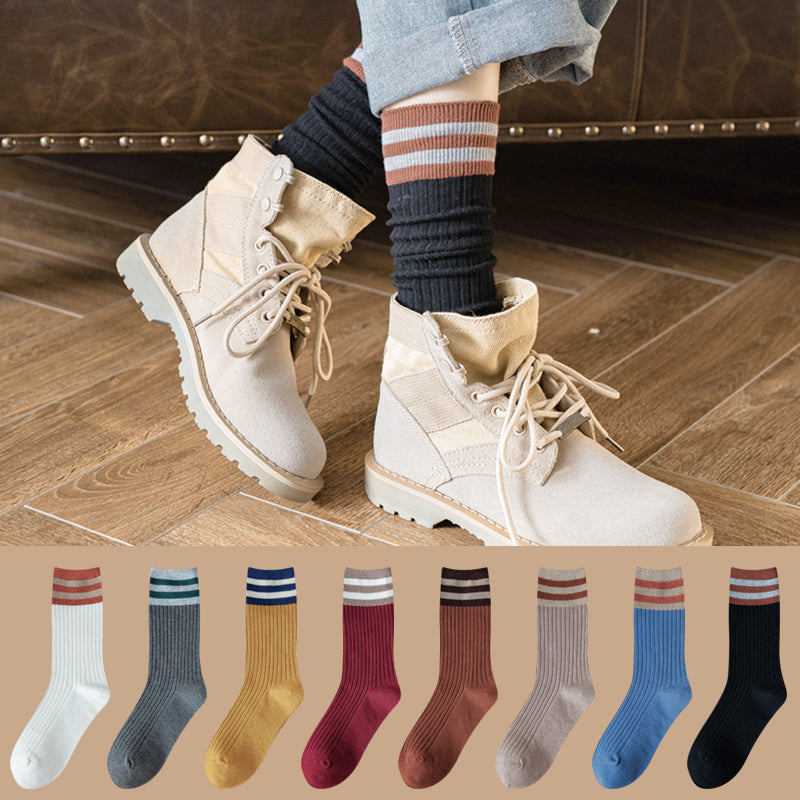 Cotton and velvet thick high-top socks
