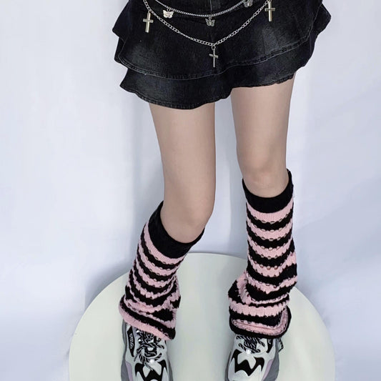 Striped Hollow Knitting Wide Leg Socks