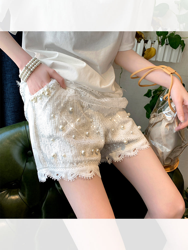 Women's Heavy Industry Pearl Sequin Lace Shorts