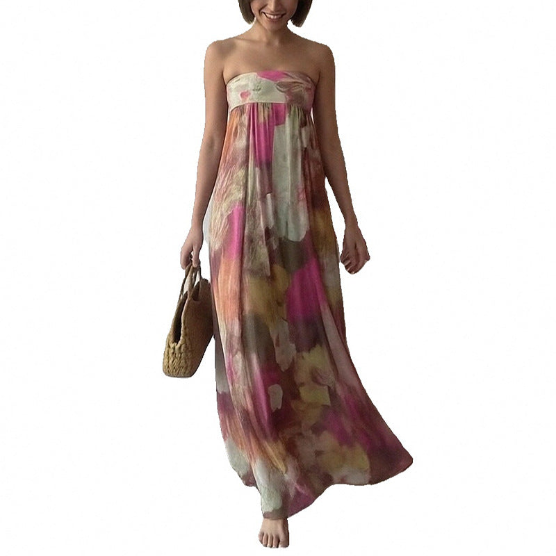 Womens Fashion Sleeveless Printed Casual Dress
