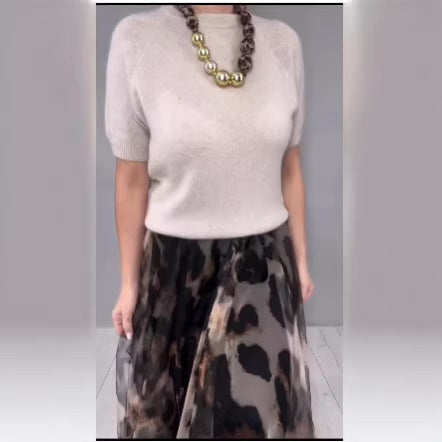 Womens Mesh Skirt Solid-color Casual TopT-shirt