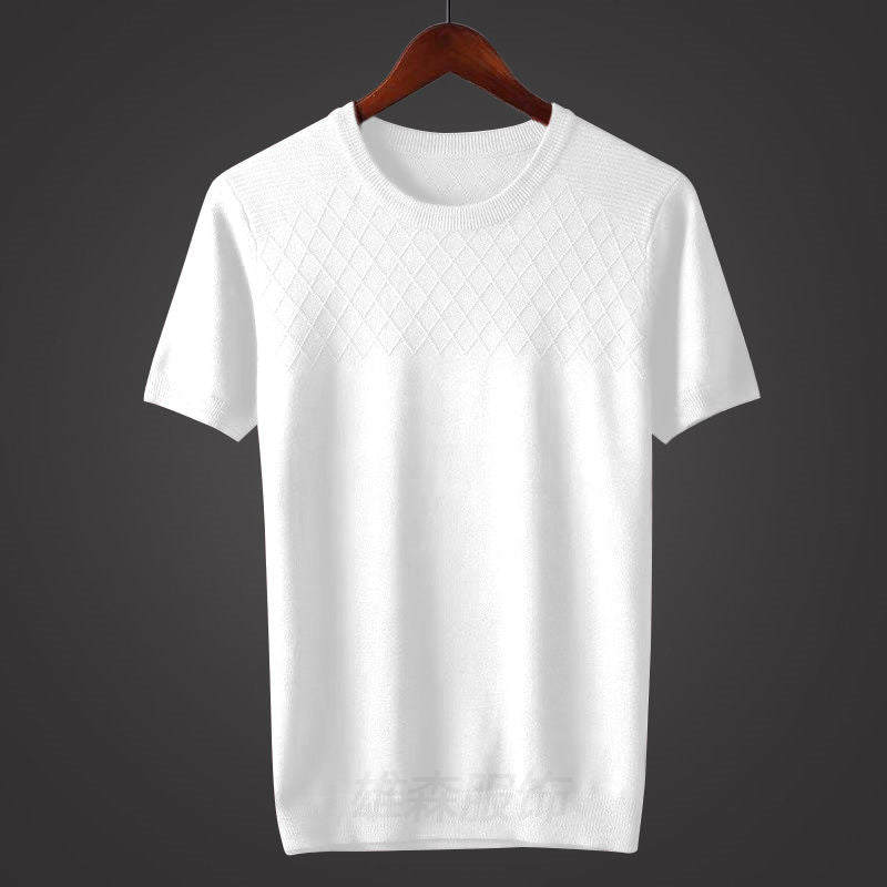 Winter Thick Style Round Neck Pullover Men's Elbow-sleeved Top Sweater