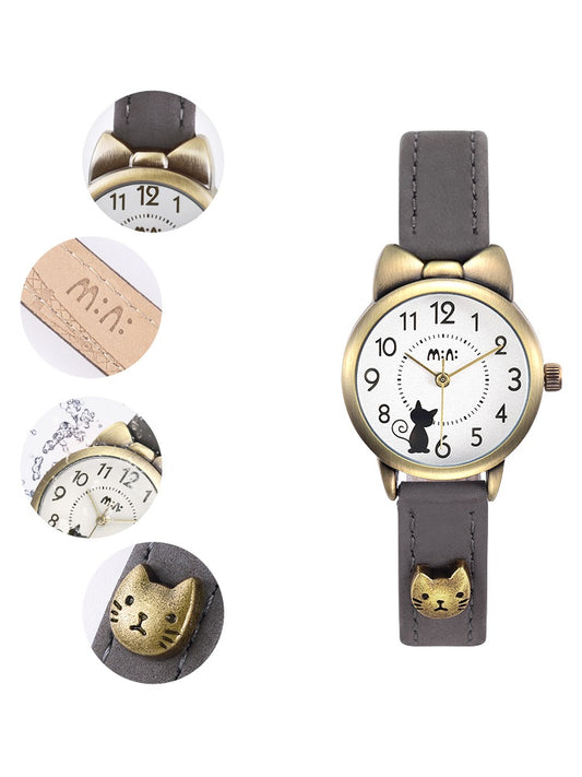 Female kitten quartz watch
