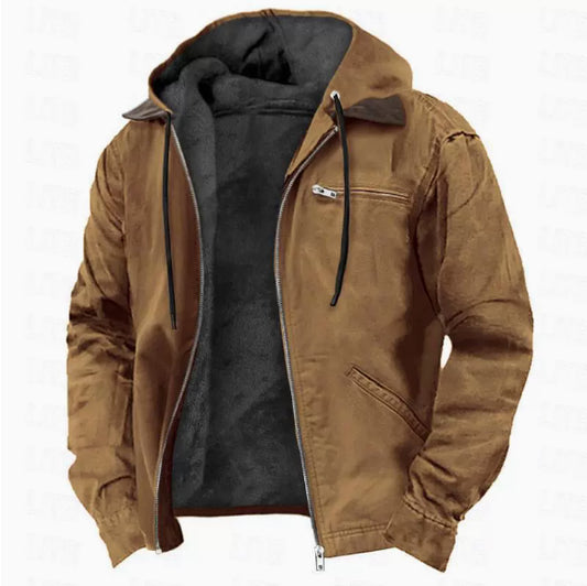 Casual Men's Fleece-lined Zip Pocket Jacket