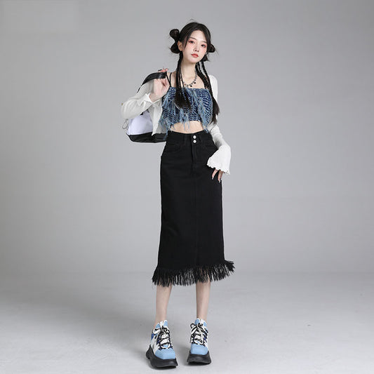 New Style Tummy-control Versatile Loose-fit Denim Skirt