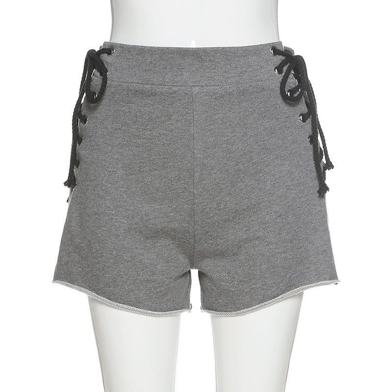 High-waisted lace-up shorts
