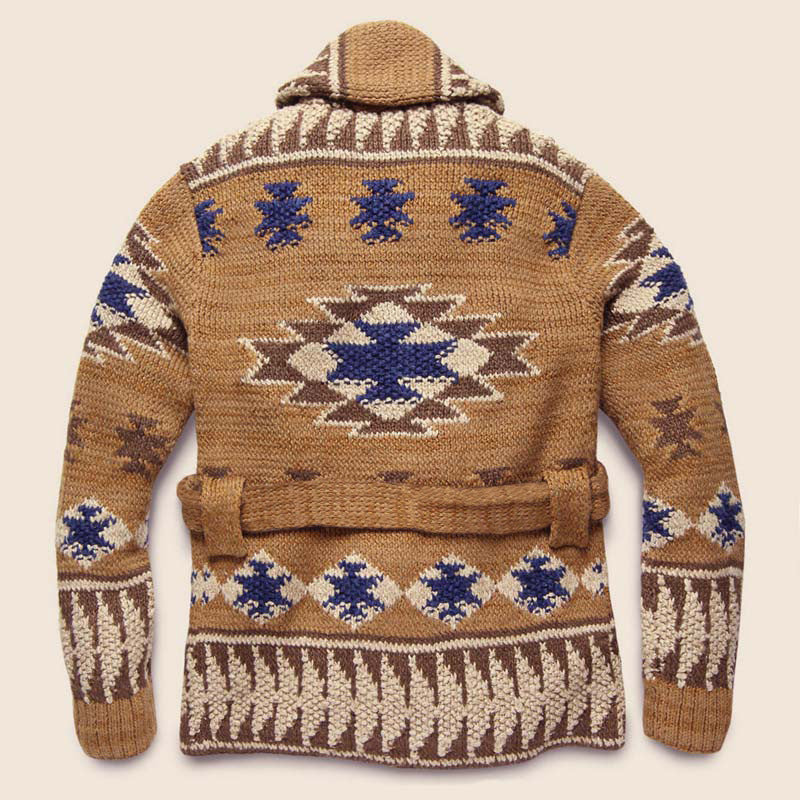 Heavy Industry Brocade Autumn And Winter Thickening Cardigan Lace-up Sweater Coat