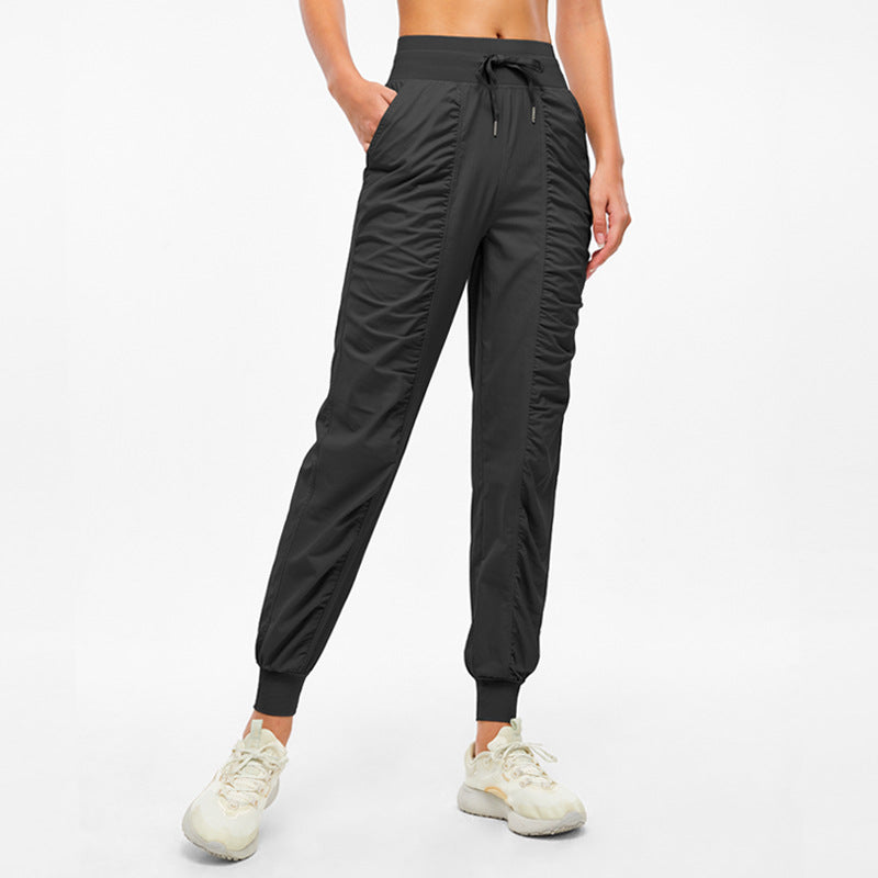 Sports Pants Women's Yoga Running Fitness Nine Points Quick-drying Breathable Pleated