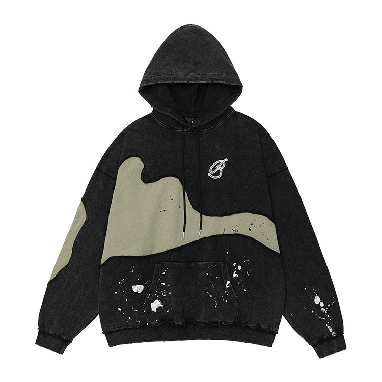 American Personality Stitching Vintage Craft Splash-ink Sweater