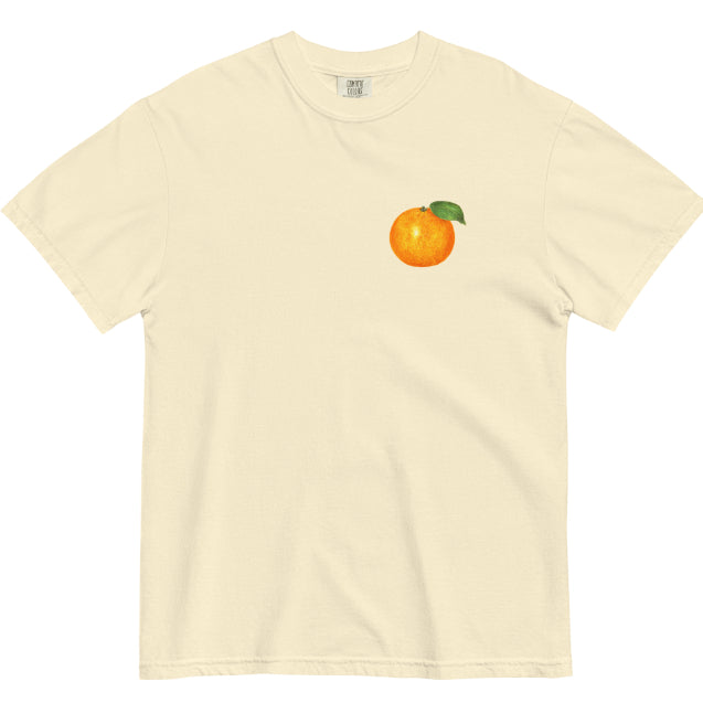 European And American Orange Digital Printing Casual Round Neck T-shirt