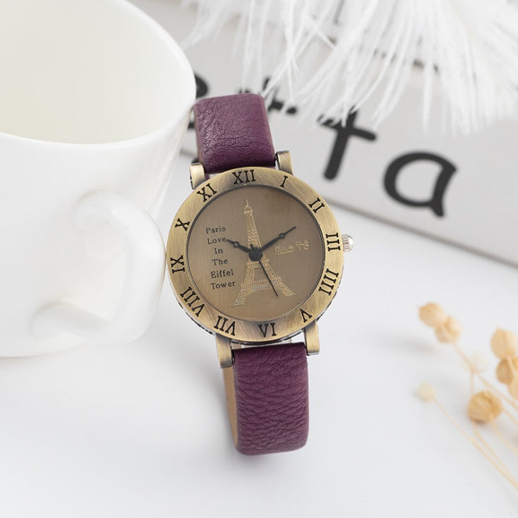 Scale Roman student leather versatile watch