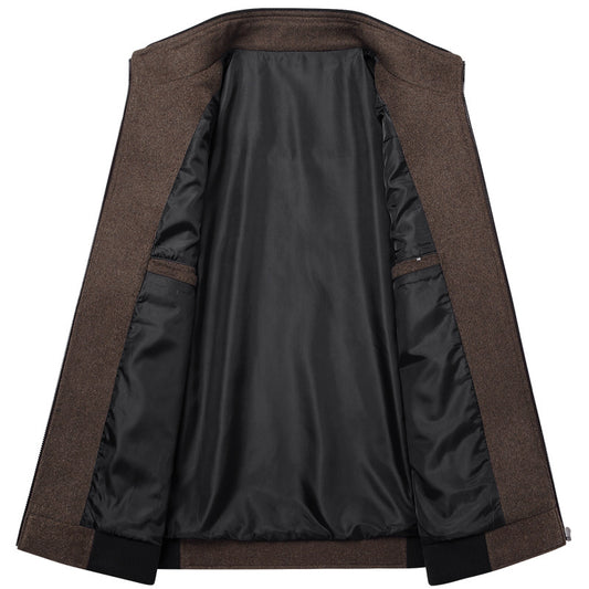 Men's Jacket Vertical Collar Thickened Autumn Woolen Jacket