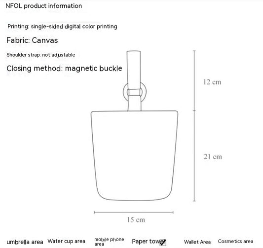 Bucket Bento Canvas Handbag Bucket Portable