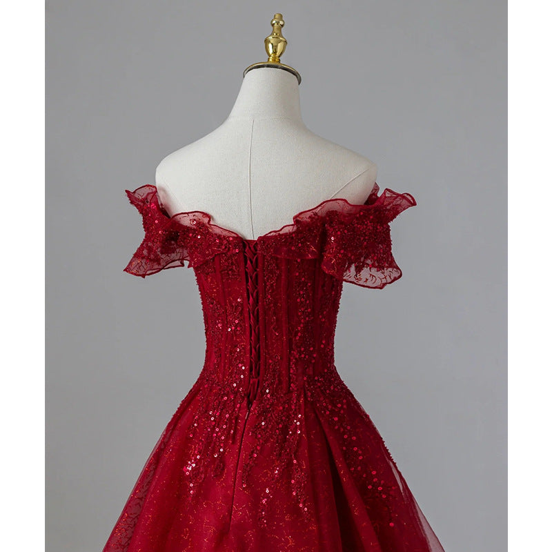 Off-shoulder Red Evening Dress For Women