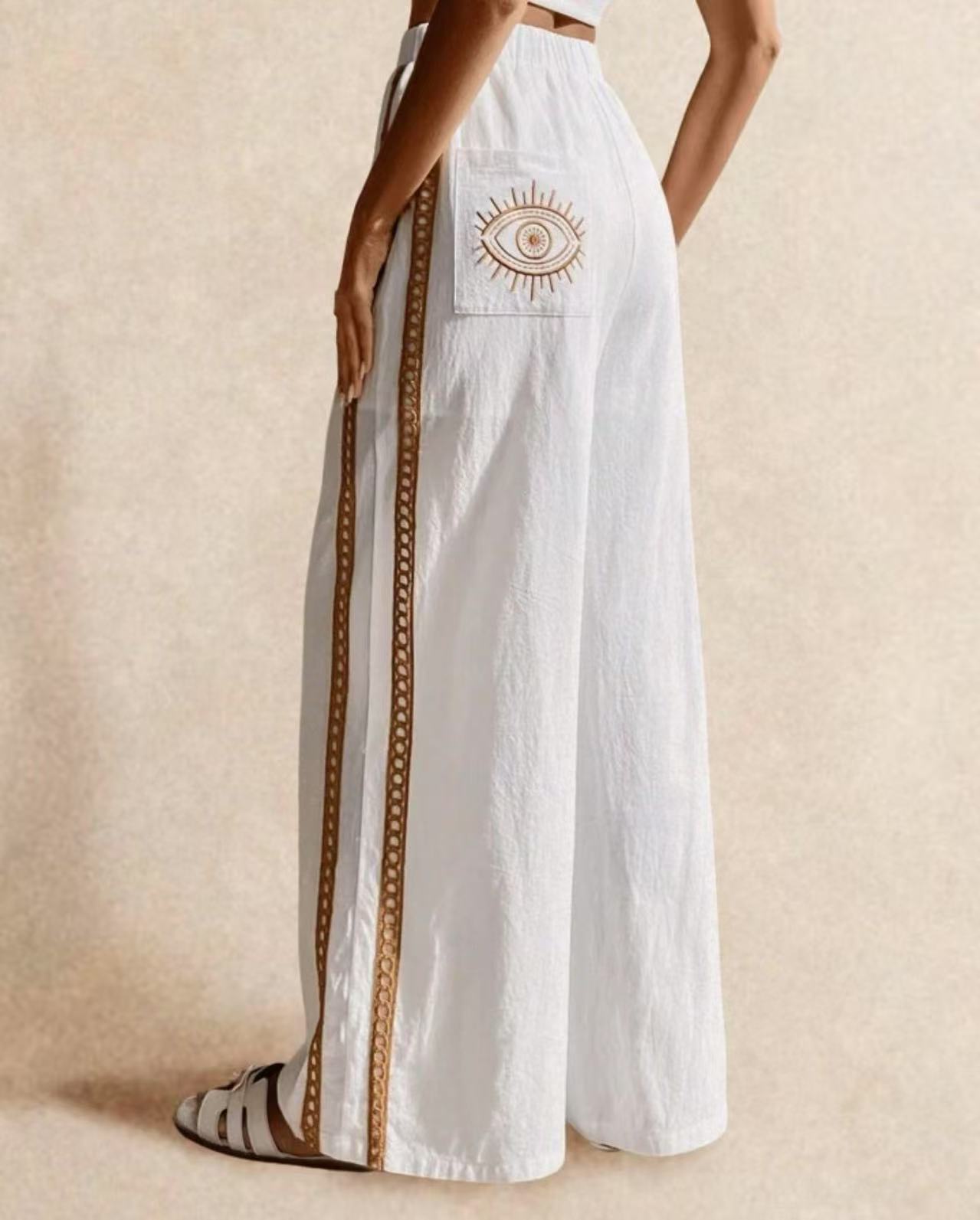 Womens Versatile Solid-color Loose Casual Pants