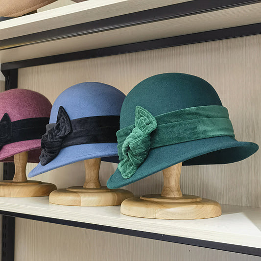 Autumn And Winter Woolen Velvet Bow Decoration Bucket Hat