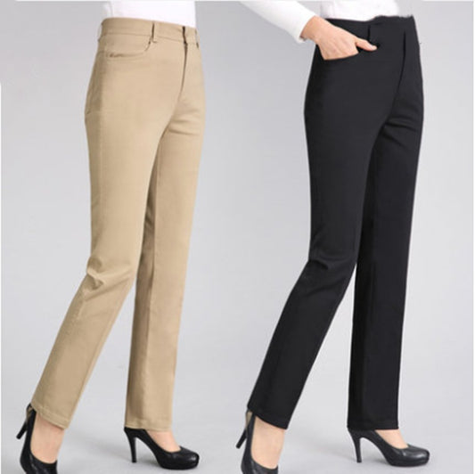 High Waist White Loose Straight Trousers