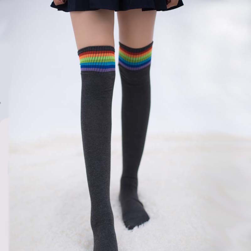 Rainbow long socks fall and winter knee socks