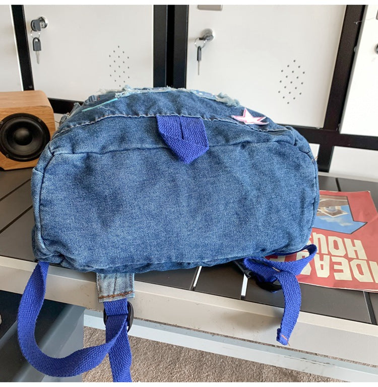 New Value Gradient Denim Backpack Women's Large Capacity