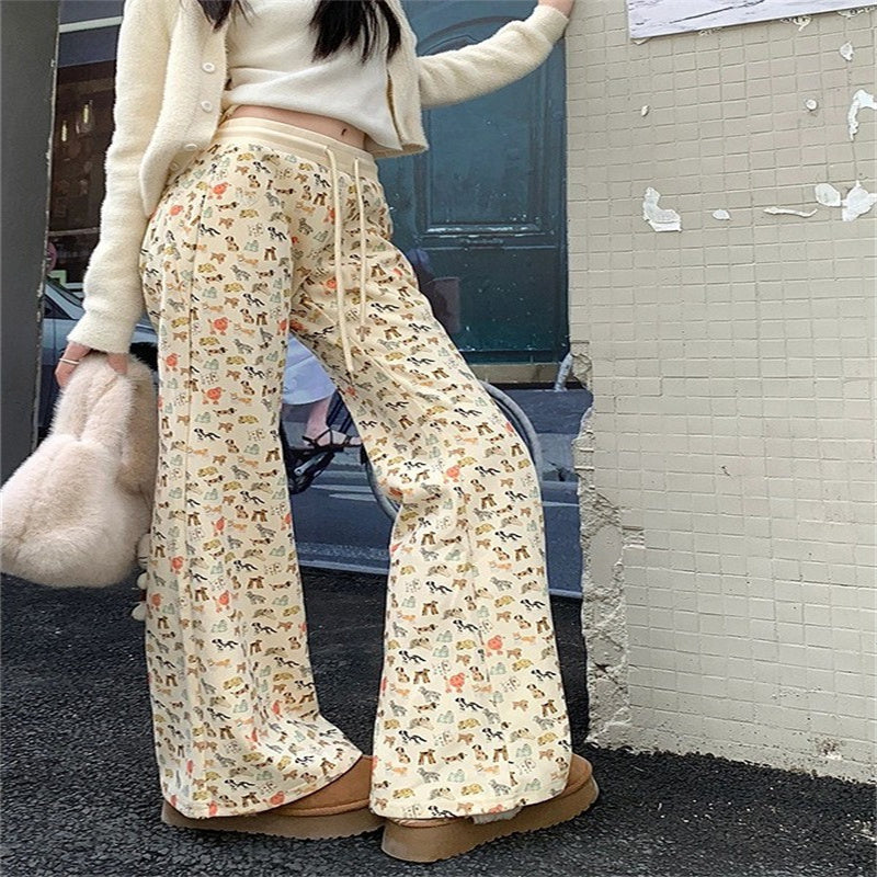 Drooping Straight Loose Mop Pants