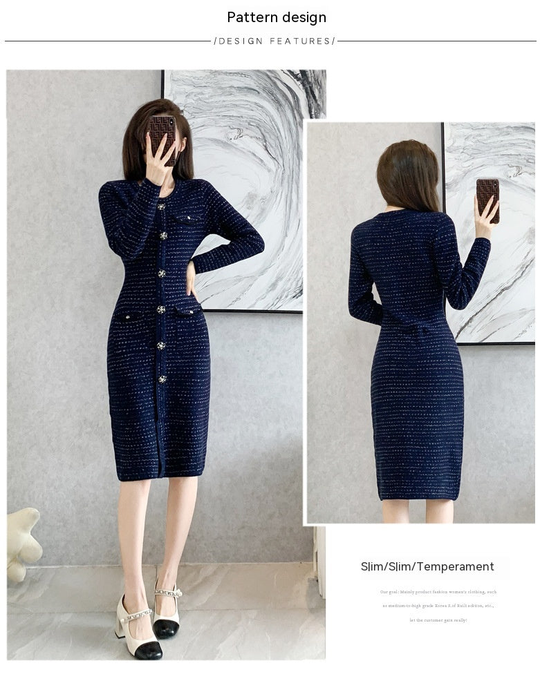 Overknee Long Trendy Anti-aging Slimming Long Sleeve Bottoming Sweater Skirt