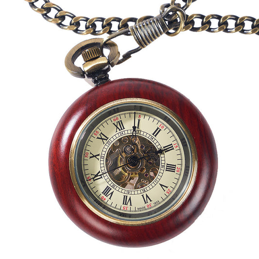 Small Mahogany Automatic Mechanical Pocket Watch