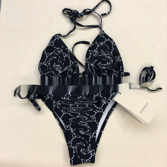 Lace-up Bikini One-piece Swimsuit With A Backless Design