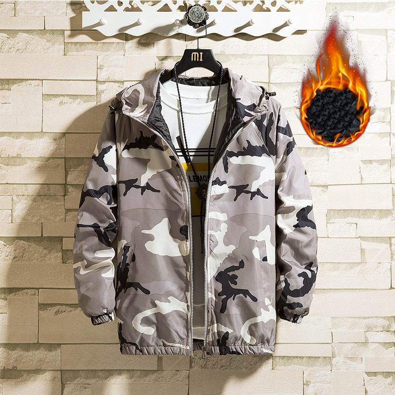 Hooded Jacket Men's Casual Jacket Plus Cotton Padded Coat