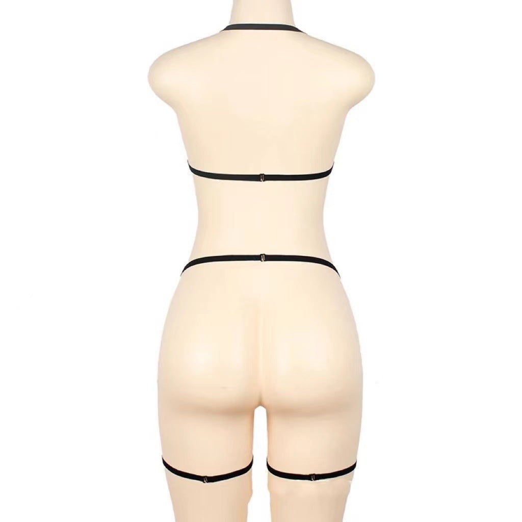 Three-point Lace Up Cross Hollow Temptation Suit