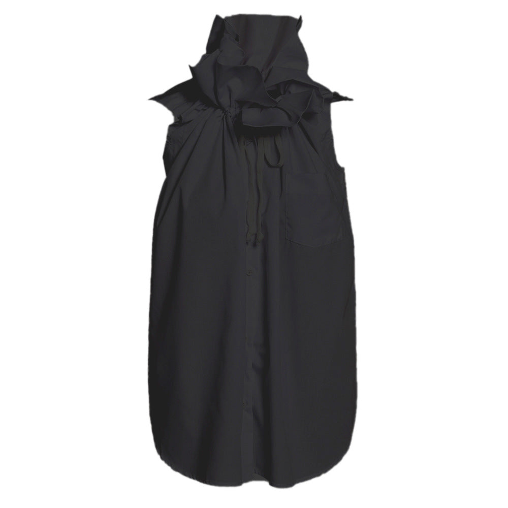 Stand Collar Loose Shirt Women's Summer New Sleeveless Shirt