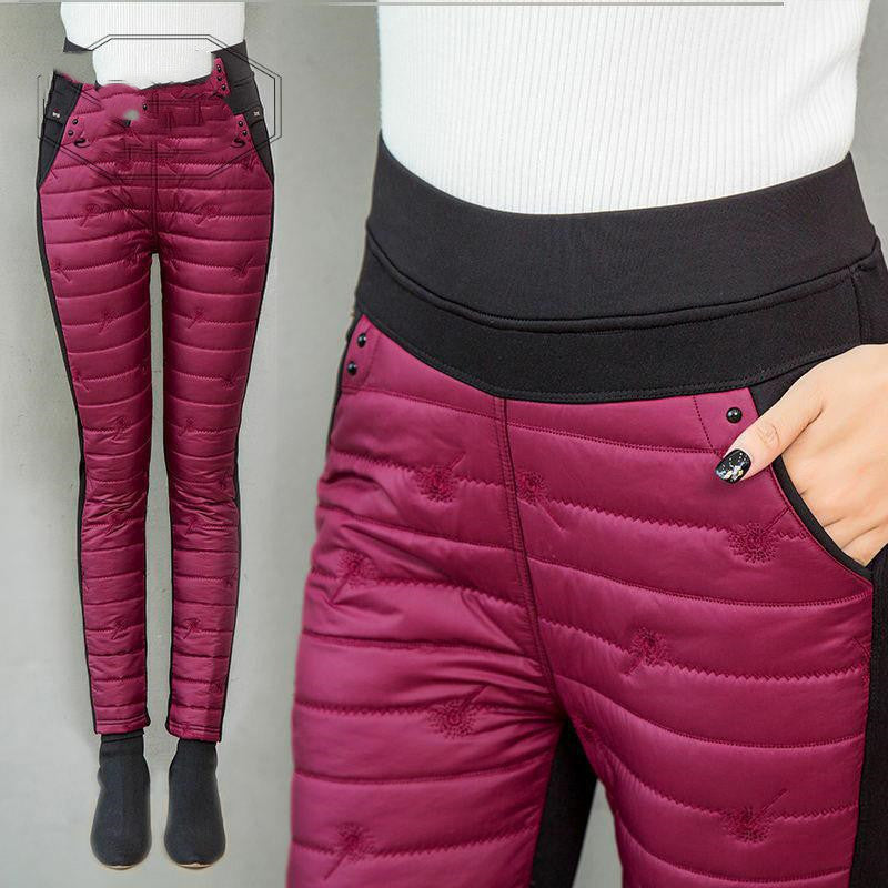 Women's Warm High-waisted Down Cotton Trousers