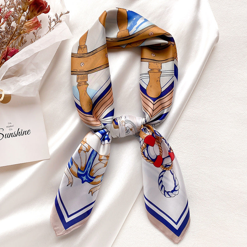 Decorative Small Square Scarf Women's Dual-use Solid Color Clavicle Headband