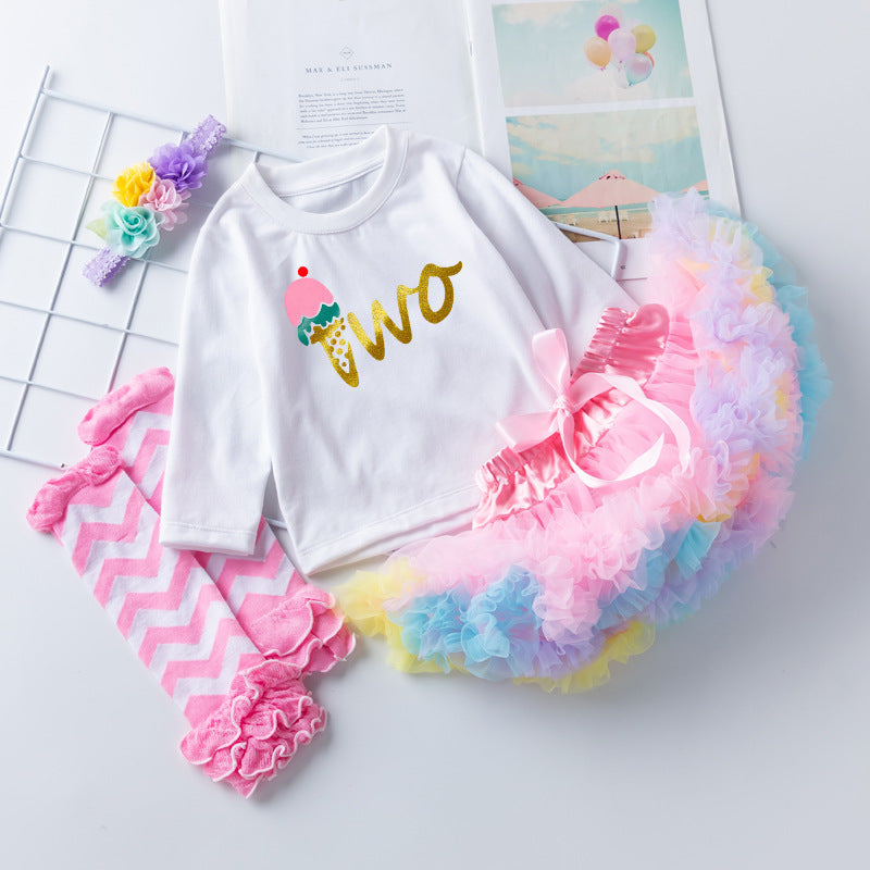 Pink fluffy skirt and socks set