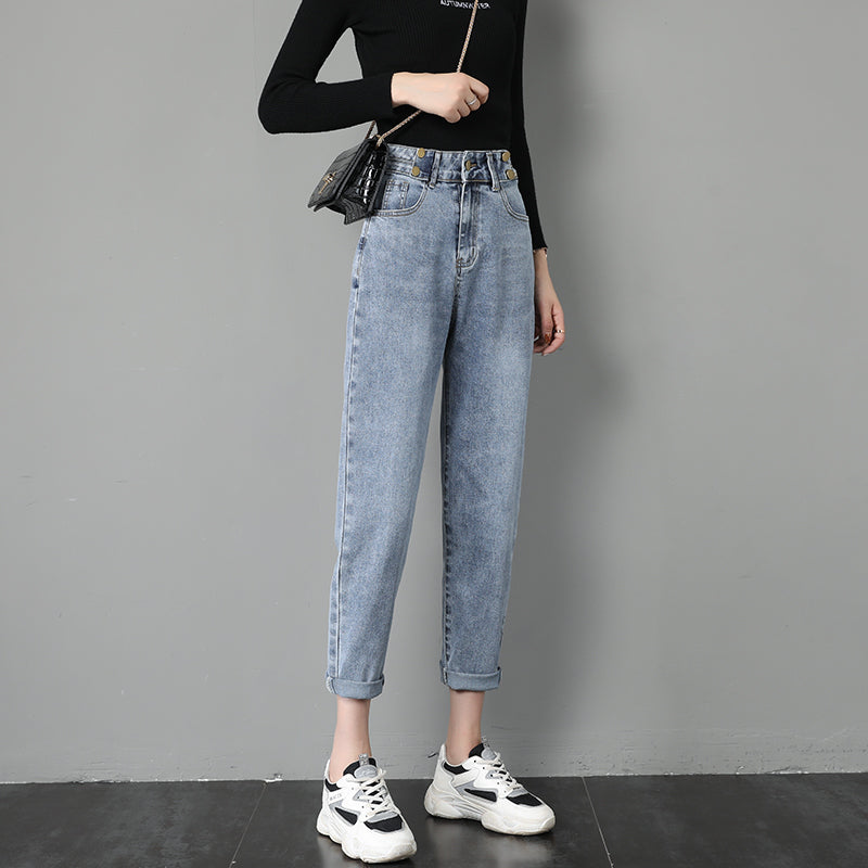 Harlan Jeans Women's Autumn Clothes Loose High Waist Was Thin And Fashionable