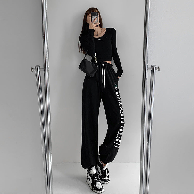 Women's American Street Style Sports Style With Letters Trousers