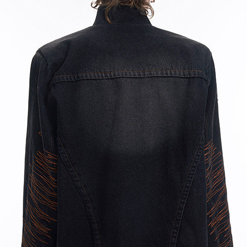 Hand-painted Snake Pattern Denim Coat Men