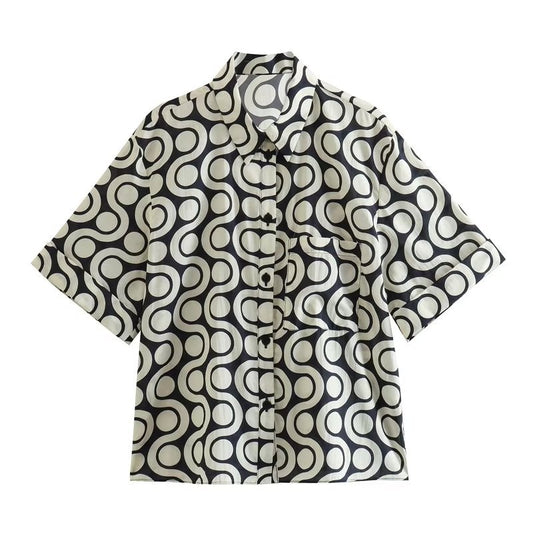 Cotton Short-sleeved Shirt With Pockets Casual Trousers