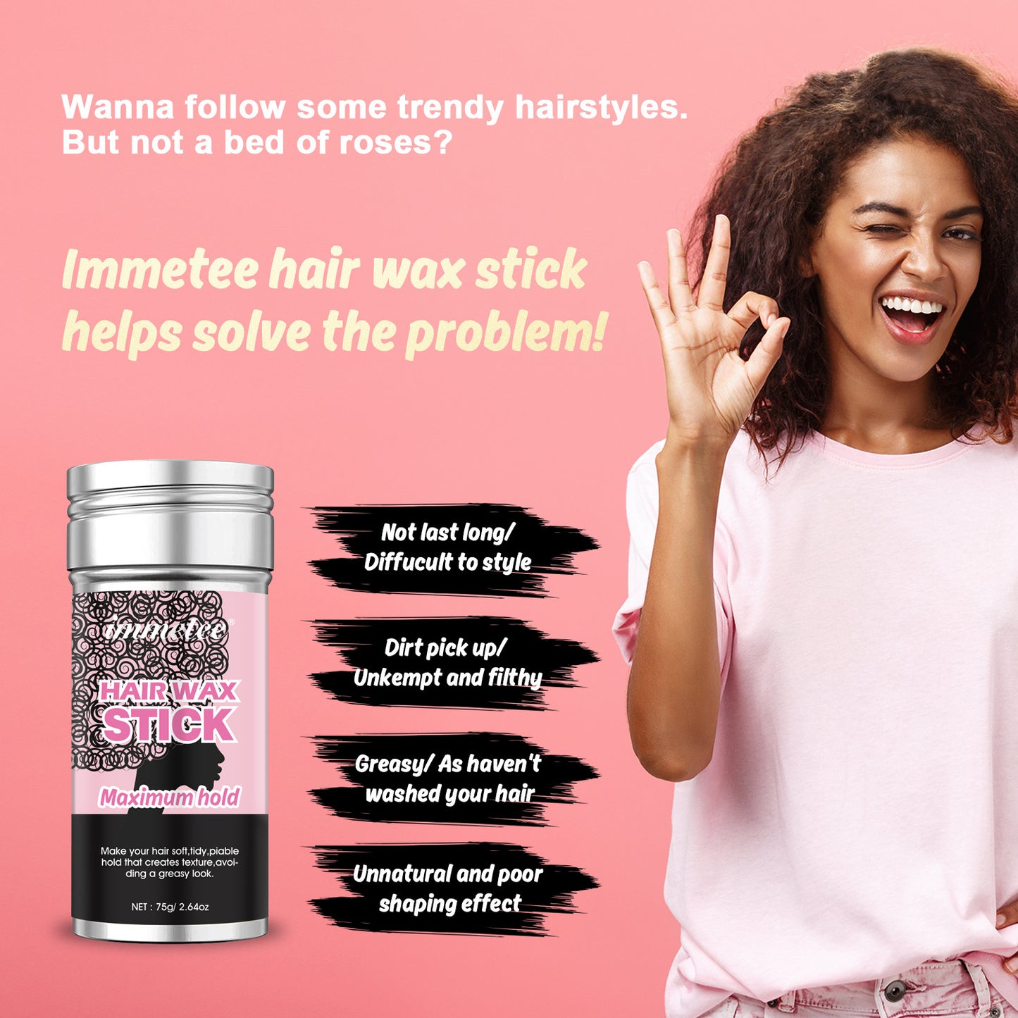 Refreshing And Finishing Broken Hair Frizzy Styling Wax Stick