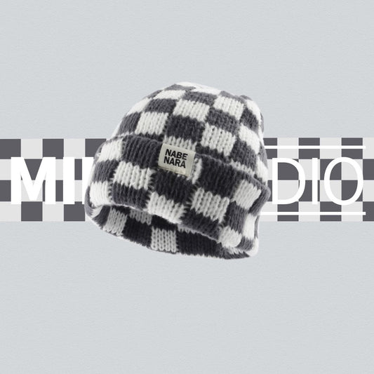 Autumn And Winter Warm Contrast Color Chessboard Plaid Woolen Cap