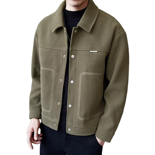 Men's Thickened Fashion All-matching Polo Collar Jacket Casual Coat Top