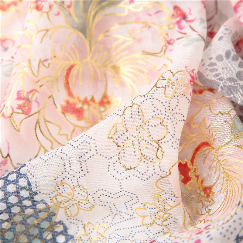 Women's Thin Cotton Feel Floral Lace Scarf