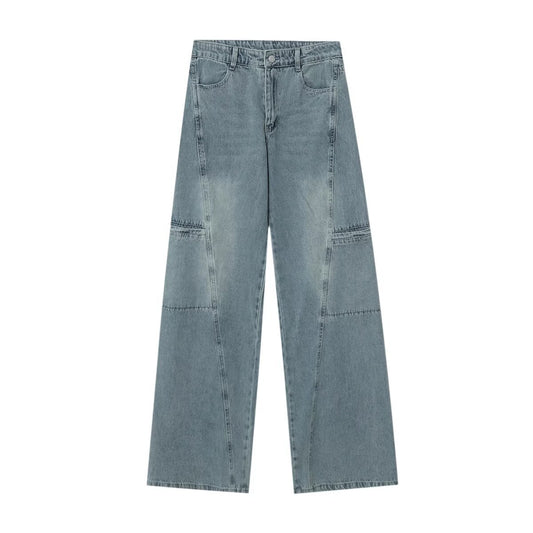 Summer Women's Mid-waist Wide-leg Straight Jeans Women